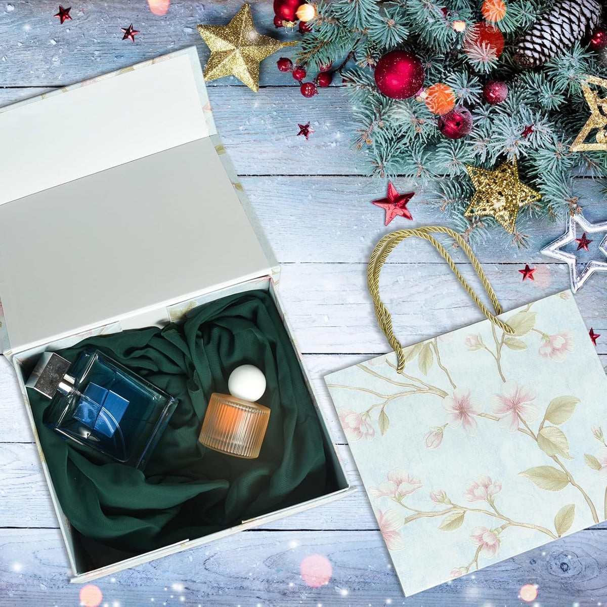Gift Box with Lid for present 3D Embossed Pattern Magnetic Closure,folding