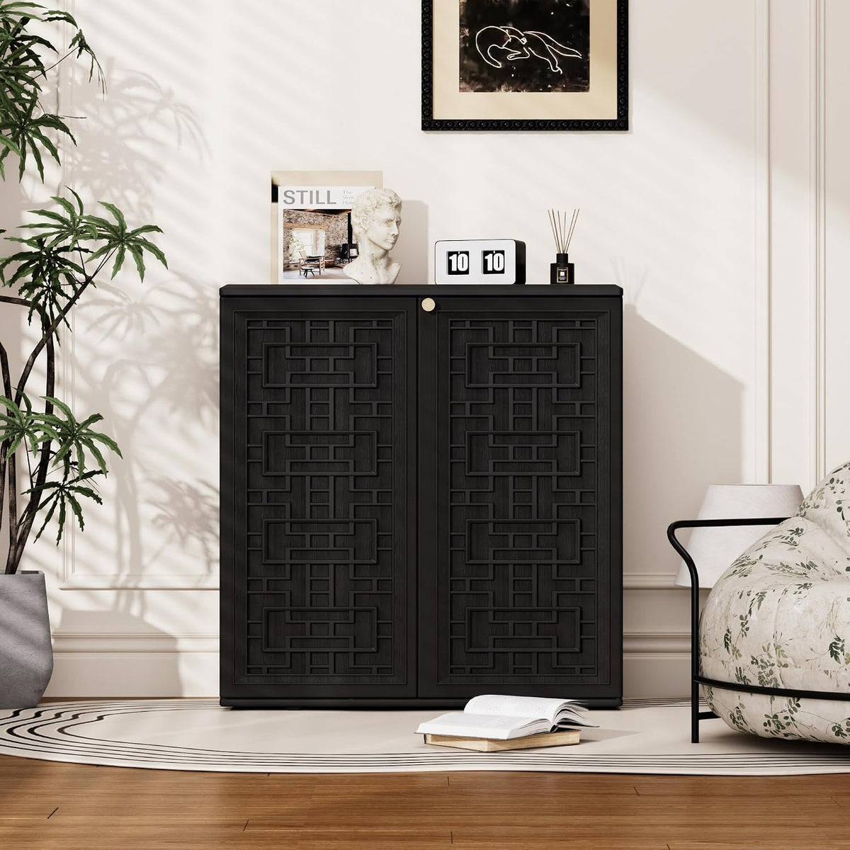 Outdoor Storage Cabinet Waterproof with Shelf,Resin Storage Sheds Outdoor Cabinets for tub Towels/Chemicals/Grill