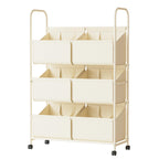 3-Tier Double Column Vertical Rolling Laundry Hamper,6 Removable Bags