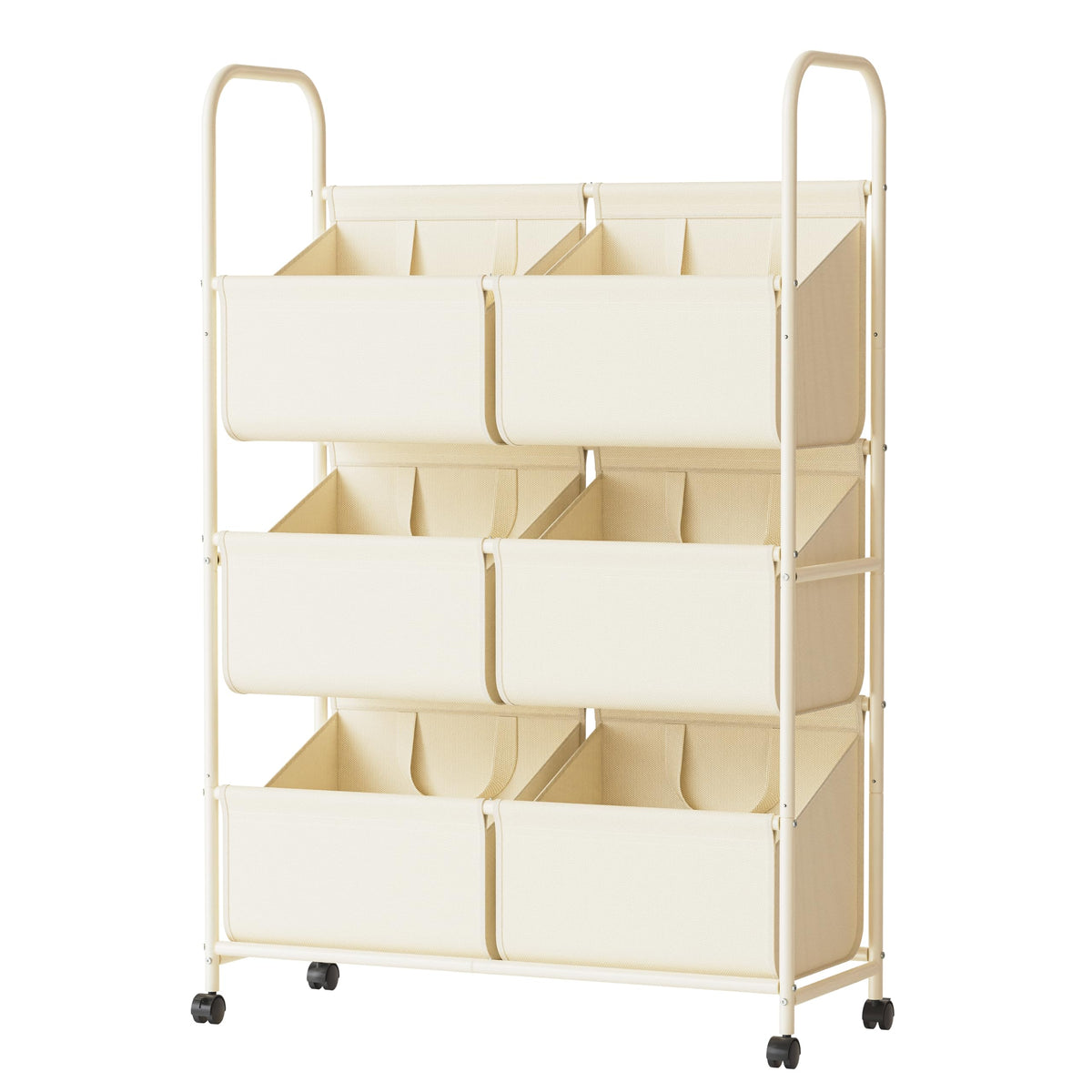 3-Tier Double Column Vertical Rolling Laundry Hamper,6 Removable Bags
