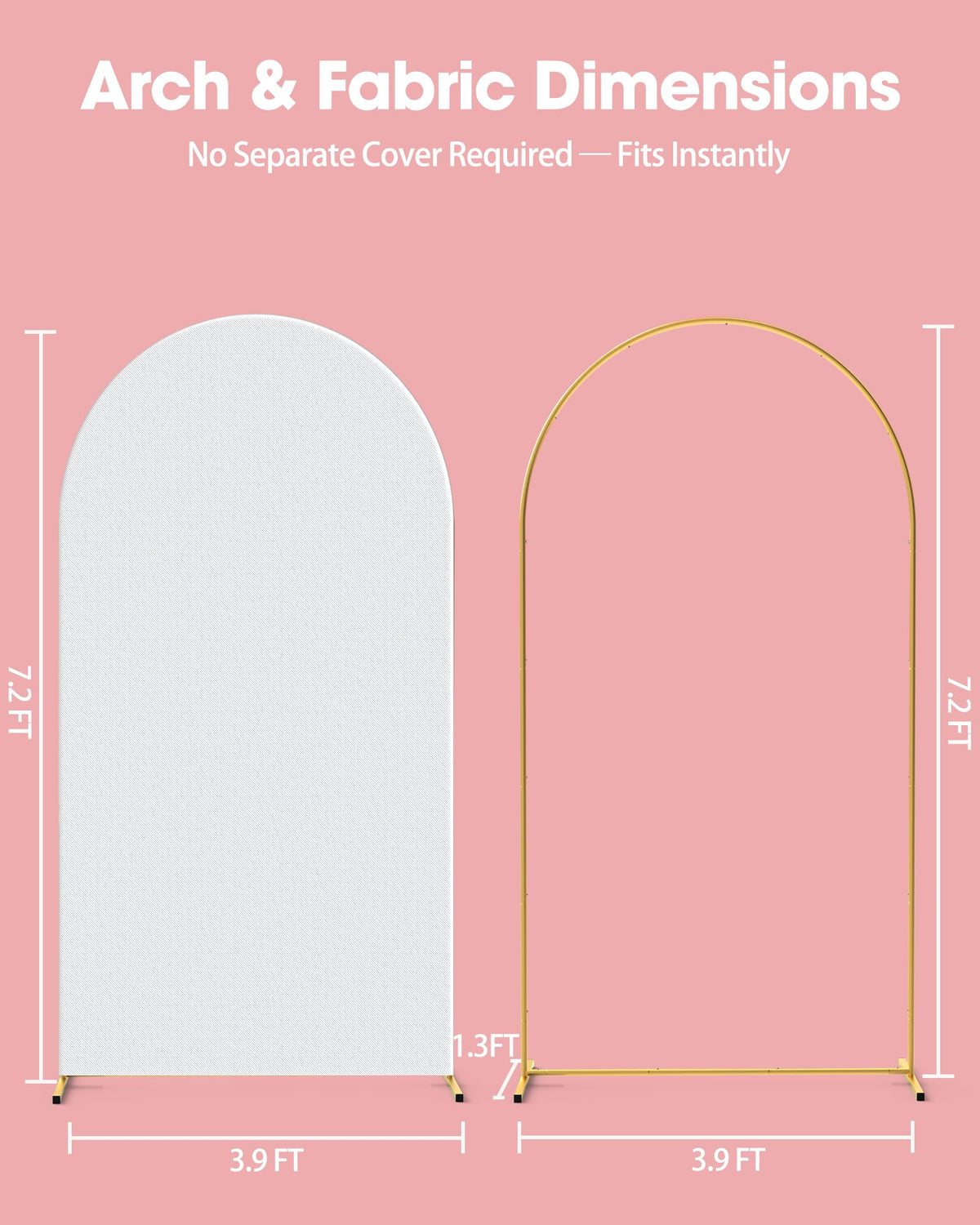 Arch Backdrop Stand and Cover Set, Metal, 7.2 ft, White