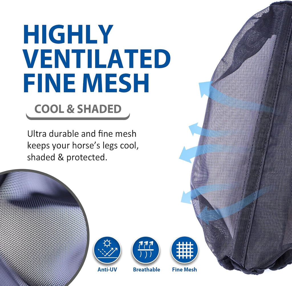 Universal Size Horse Leggings Fine Mesh Horse Fly Boots Greatly Reduce Stomping Breathable Horse Boots Leg Wraps (Set