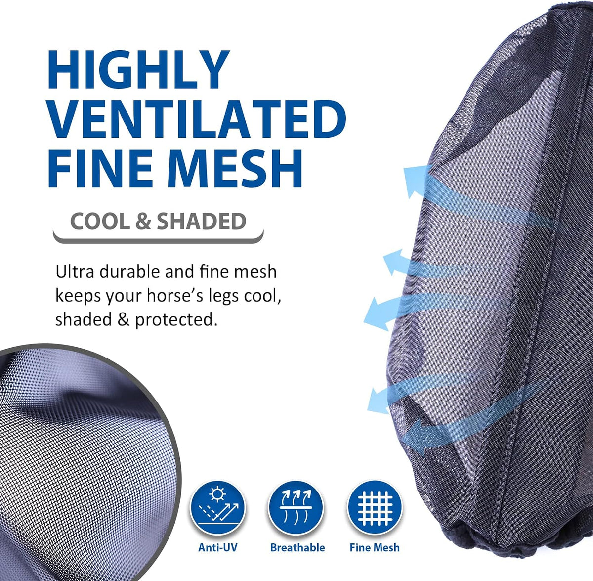 Universal Size Horse Leggings Fine Mesh Horse Fly Boots Greatly Reduce Stomping Breathable Horse Boots Leg Wraps (Set