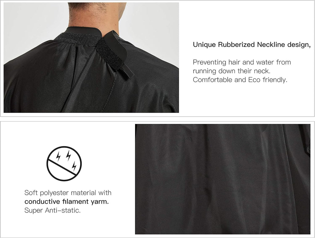Salon Hair Cutting Cape with Soft Silicon Neck Collar, Professional Anti-static Barber Cape