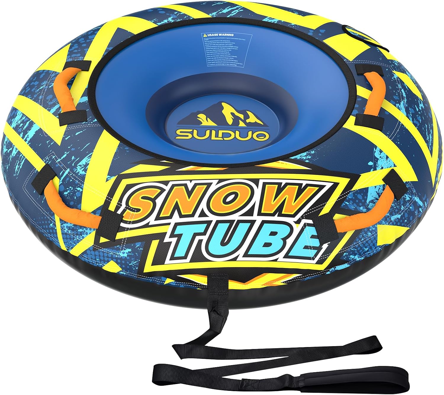 47'' Heavy Duty Snow Tube with Premium Canvas Cover and 4 Foam Filled Handles, Inflatable Snow Sled for Kids and