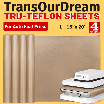PTFE Teflon Sheets, 16 x 20", 4 Pack | Suitable For Auto Heat Press,For Heat Transfer Paper, For Sublimation Paper