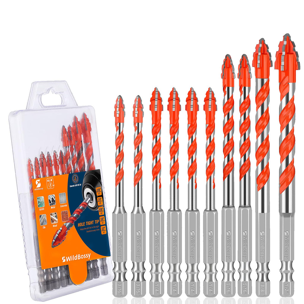Serrated Concrete Drill Bit Set 10PCS (3/16”-1/2”)