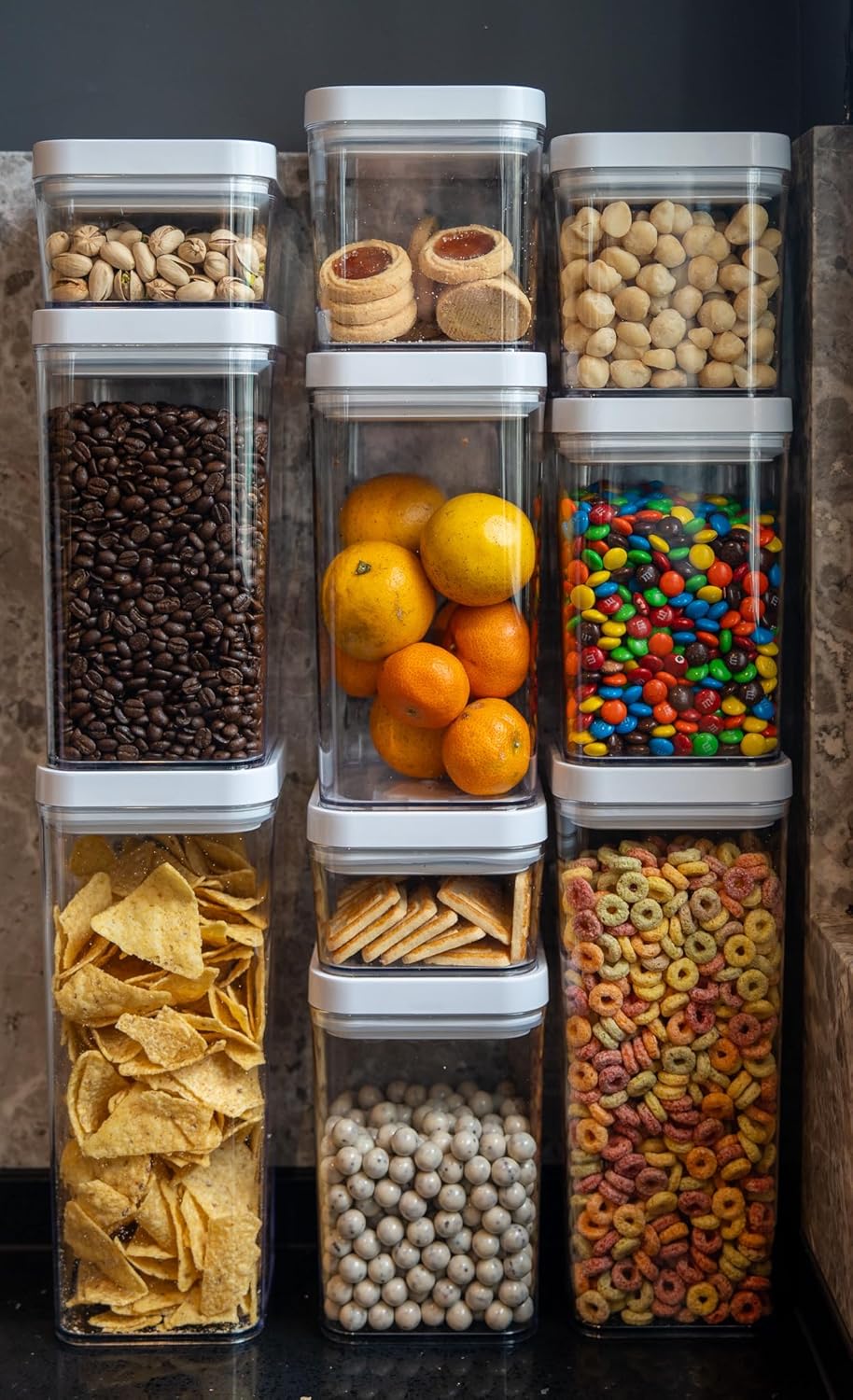 Airtight Food Storage Containers, BPA Free, Dishwasher Safe, with Twist/Turn Lids, for Kitchen Pantry Organization