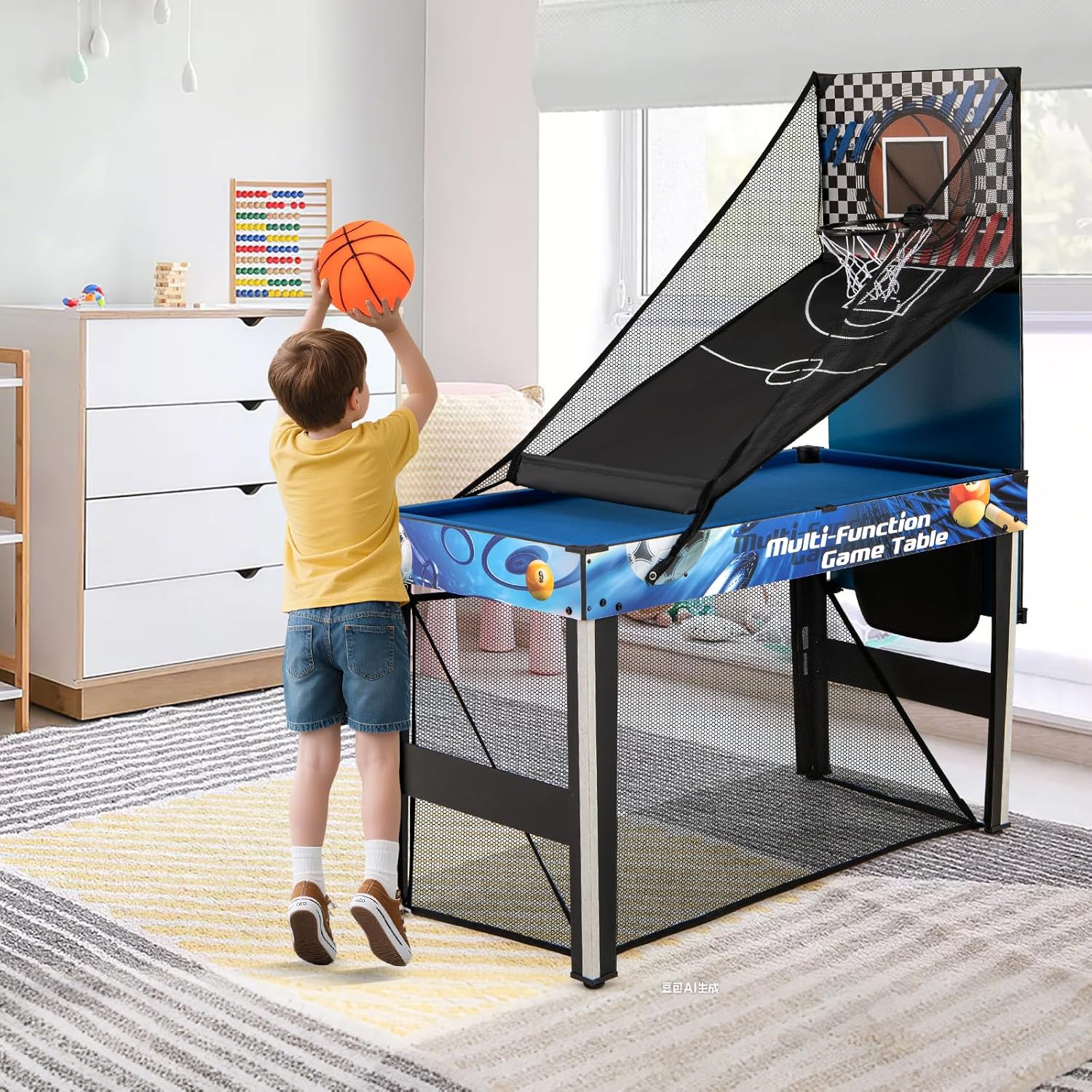 Multi Game Table, 10 in 1 Combo Game Table Includes Table Tennis, Basketball, Soccer, Hockey, Archery, Shooting