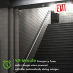 Gruenlich Exit Sign with Emergency Light, Battery Backup, 4 Pack