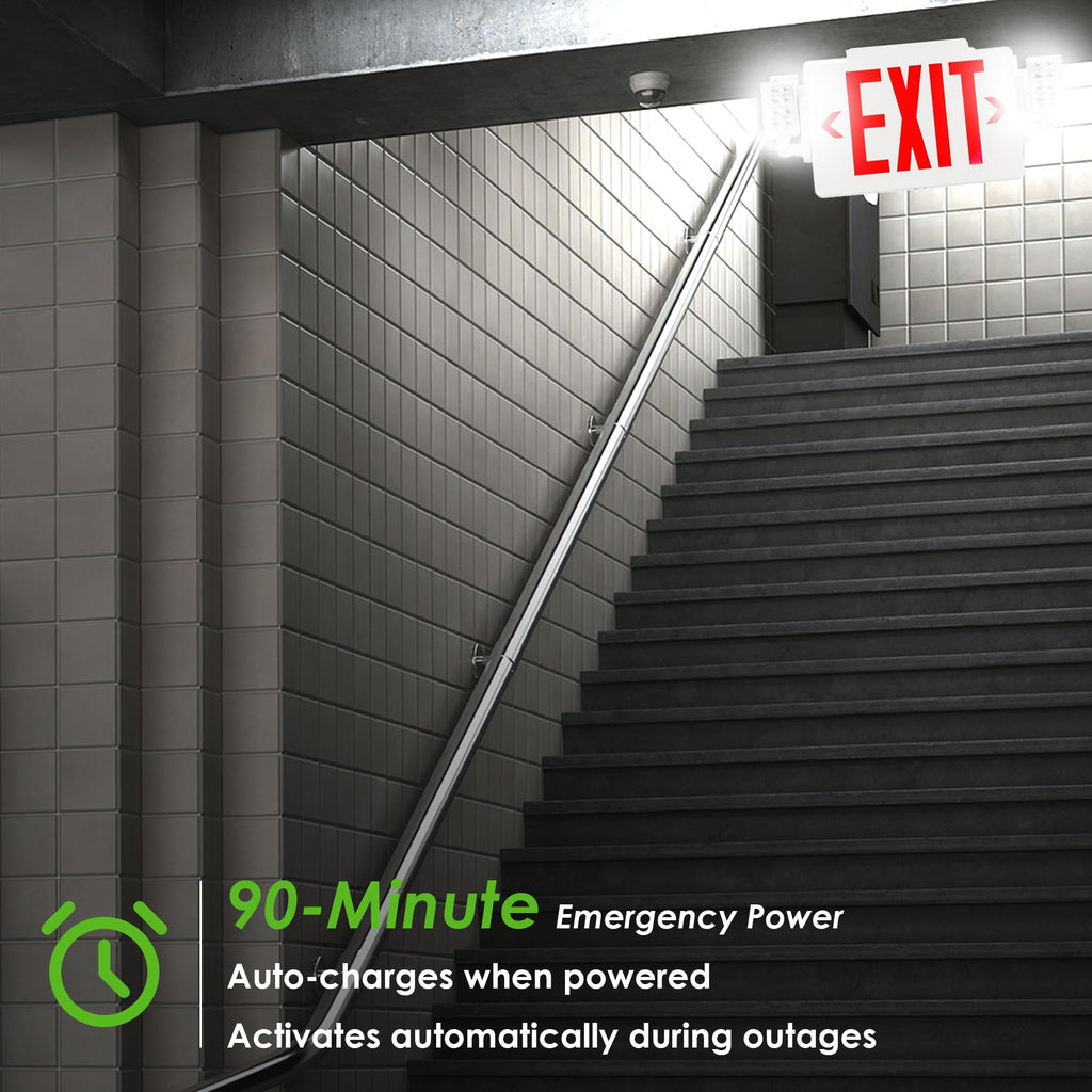 Gruenlich Exit Sign with Emergency Light, Battery Backup, 12 Pack
