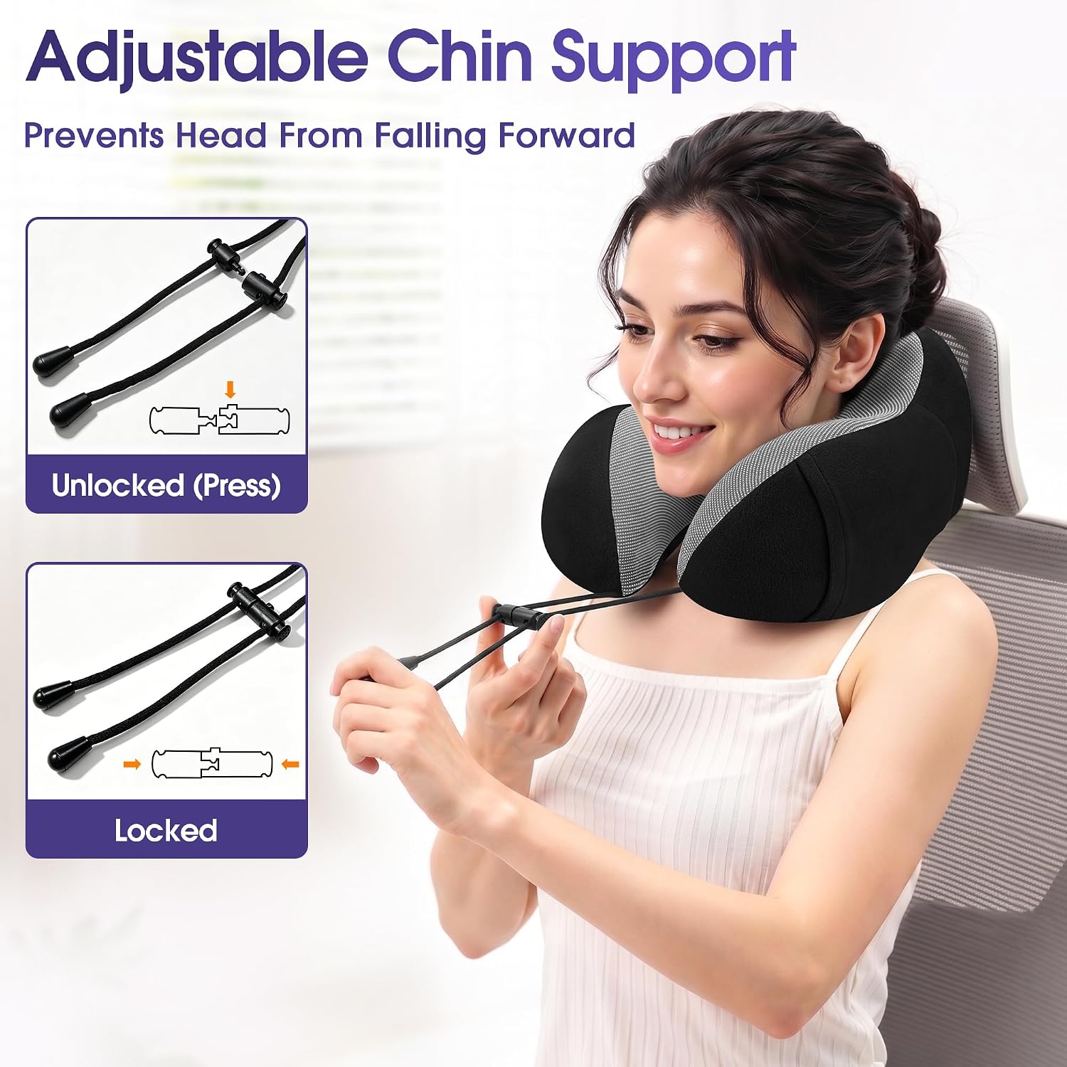 Travel Pillow for Airplane, Memory Foam Neck Pillow for Travel, Compact Flight Pillow with Eye Mask, Earplugs, Carry