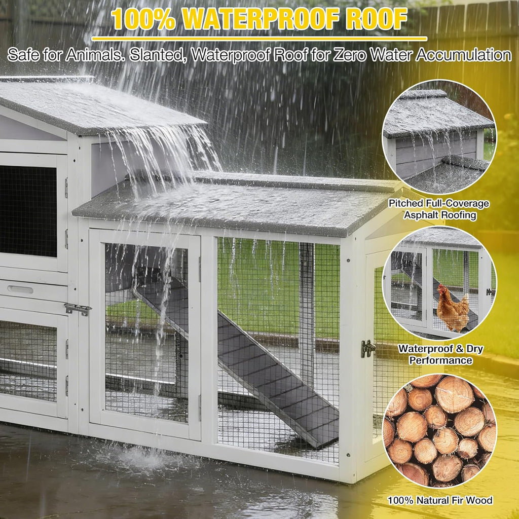 Chicken Coop for 2 Chickens, Wooden Duck House Outdoor Hen House Poultry Quail Cage-Expandable Design