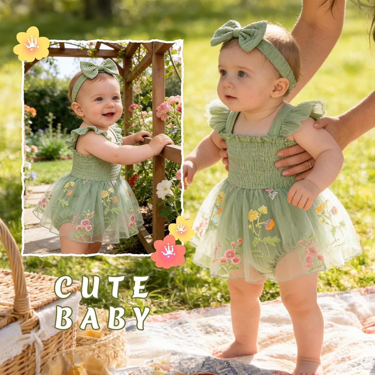 Baby Girl Tulle Romper Dress Infant Sleeveless Ruffle Bodysuit Tutu Skirt Toddler Summer Clothes with Headband