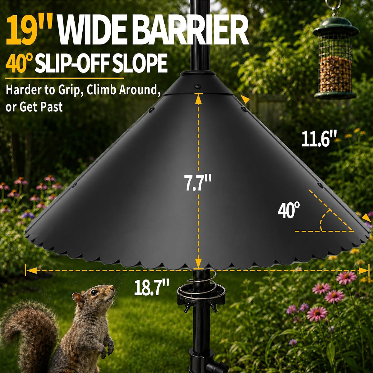 19 inch Metal Squirrel Baffle for Bird Feeder Pole