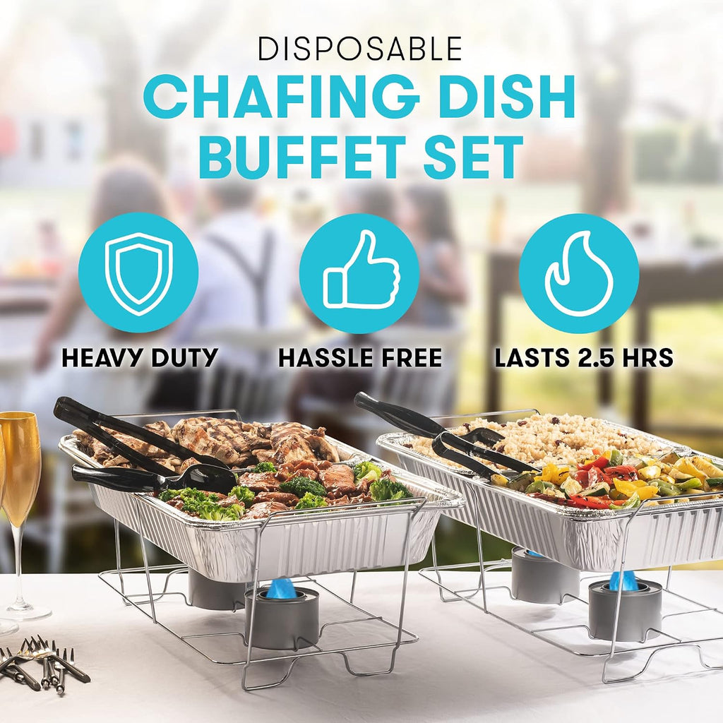 Disposable Chafing Dish Buffet Set, Food Warmers for Parties, 33 Pieces Catering Supplies - Buffet Servers and