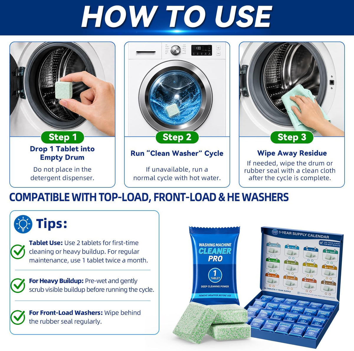 Washing Machine Cleaner Pet-Hair-Remover for Laundry