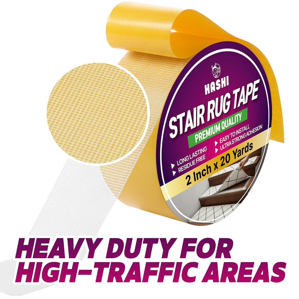 Stair Rug Grip Tape, Double Sided Non Slip Carpet Tape 20 Yards