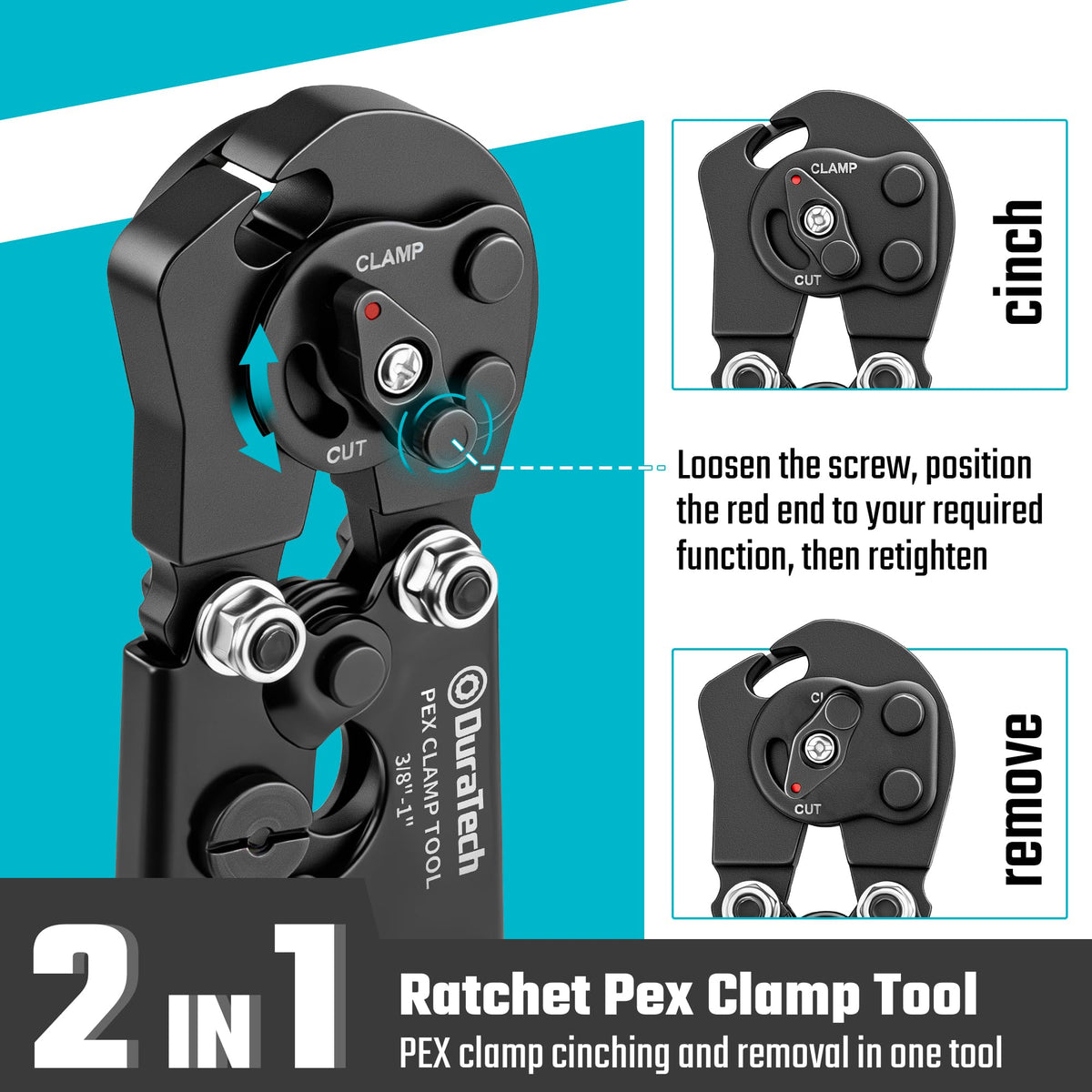 DureTech 2IN1 Ratchet PEX Crimping Tool