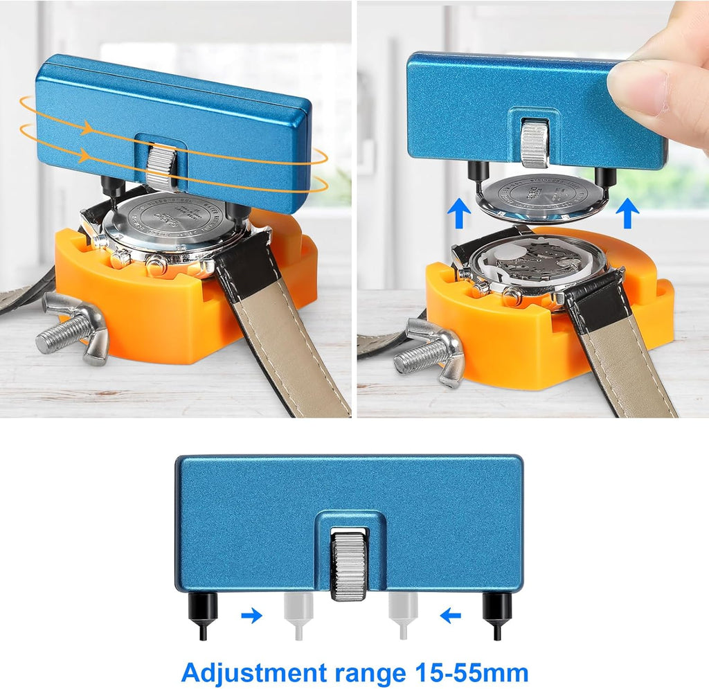 Watch Battery Replacement Tool Kit, Watch Wrench Back Remover for Rotate Open Watch Cover, Watch Case Opener Set with