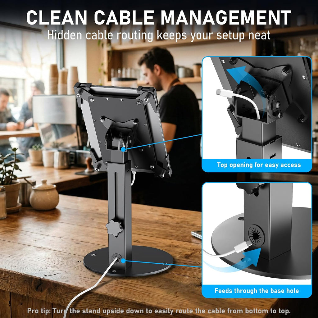 Secure Desk Tablet Kiosk Stand for 10"-14" iPad Pro Air and Samsung Tablets | Heavy-Duty Steel Anti-Theft Countertop