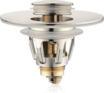 Universal Bathroom Sink Stopper - Bounce Wash Basin Drain Filter, Brushed Nickel Pop Up Drain Stopper, Bullet Core