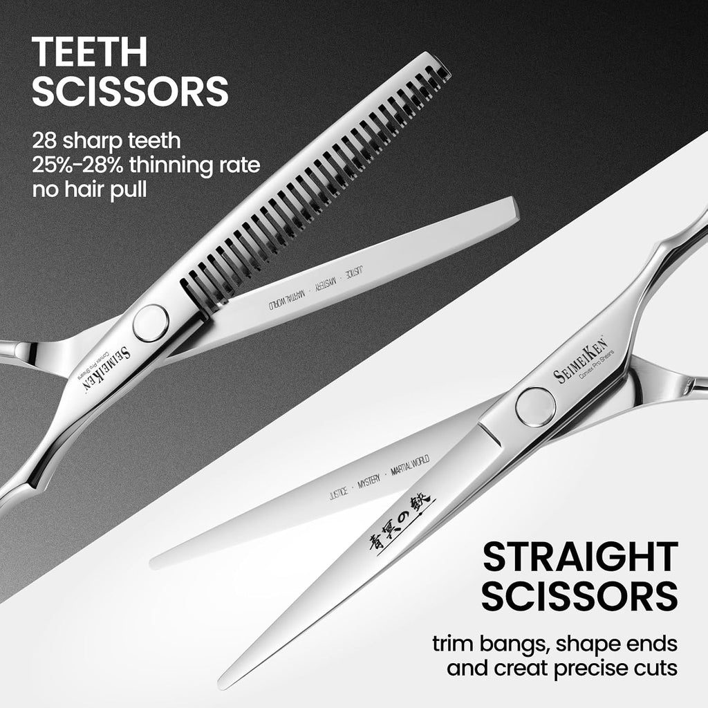 Hair Cutting Scissors Kit, 6" Haircut Scissors Set | 10PCS Professional Hair Shears, Japanese 440C Right-Hand Haircut