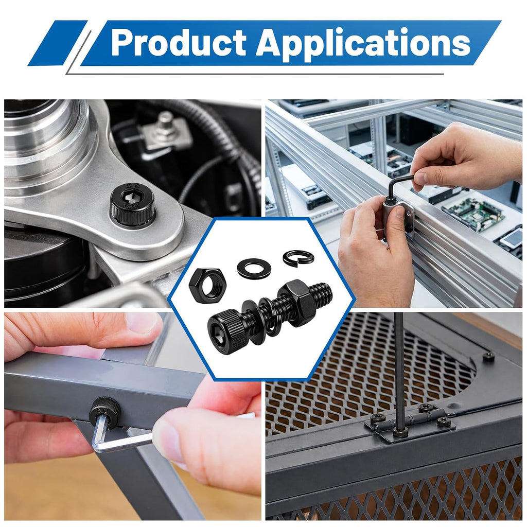 190PCS M6 Socket Bolts Nut Assortment Kit, M6x8/10/12/16/20/25/30/35mm