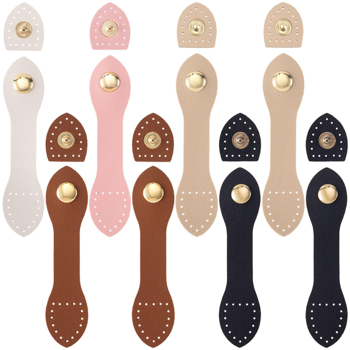 8 Sets Leather Snap Buckles Snap Button Closure, 5 Colors