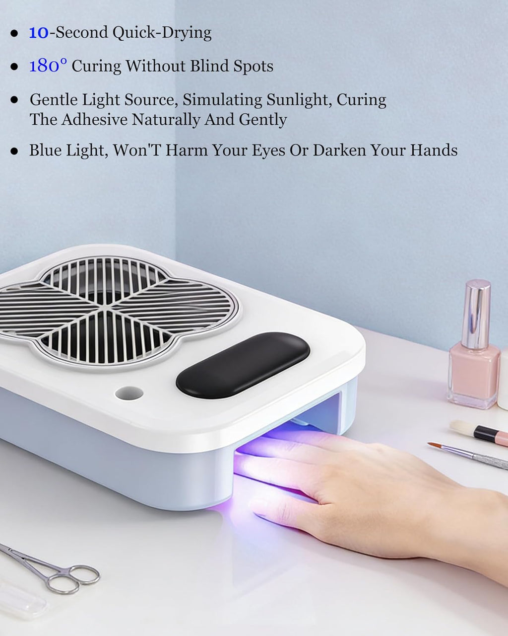3-in-1 Nail Dust Collector with Electric Nail Drill File & UV Lamp - Dust Collector Nail Tech, Powerful Nail Vacuum