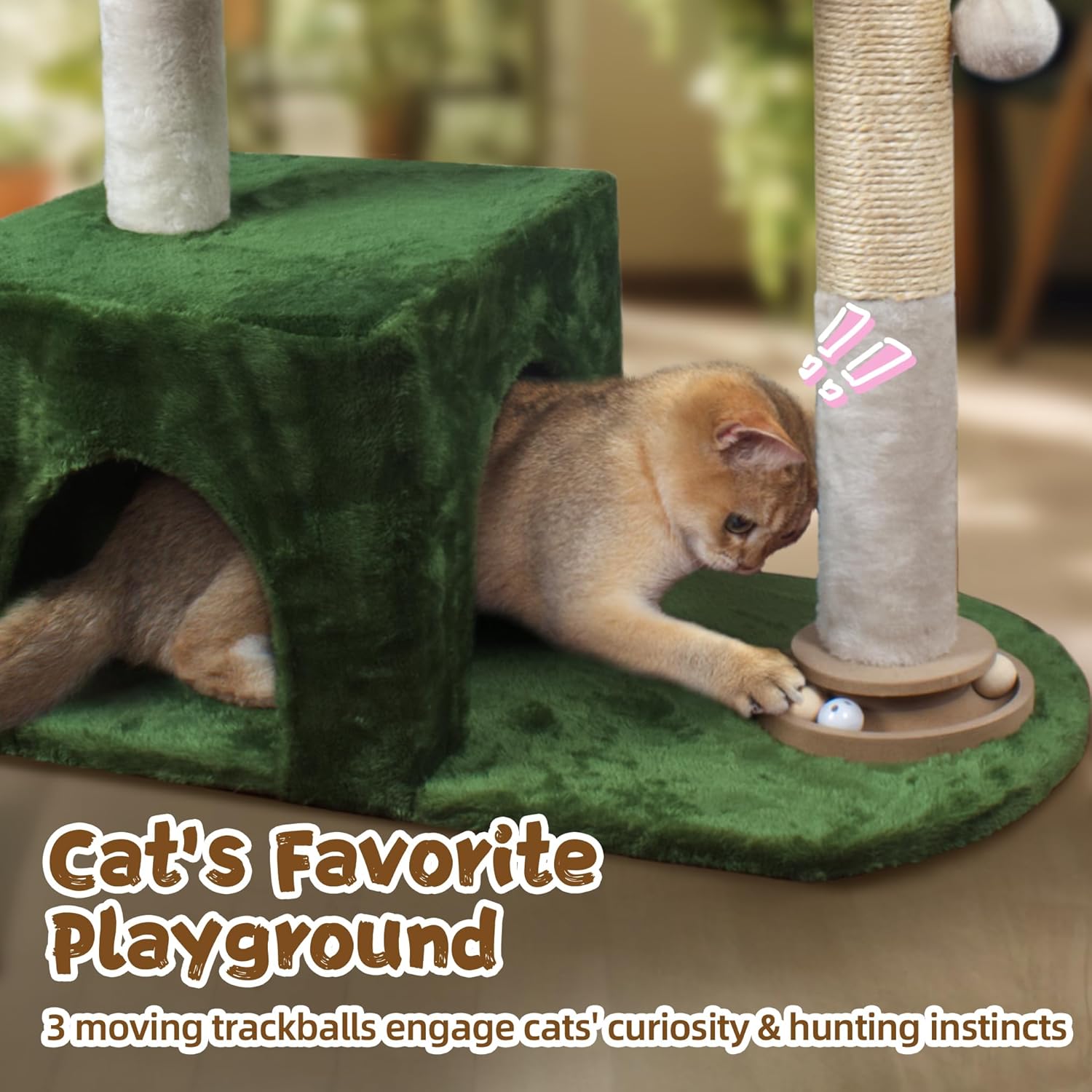 Cat Tree 38" Cat Tower with Large Hammock Metal, Cat Scratching Post for Indoor Cats with Condo, Cat Playground Track