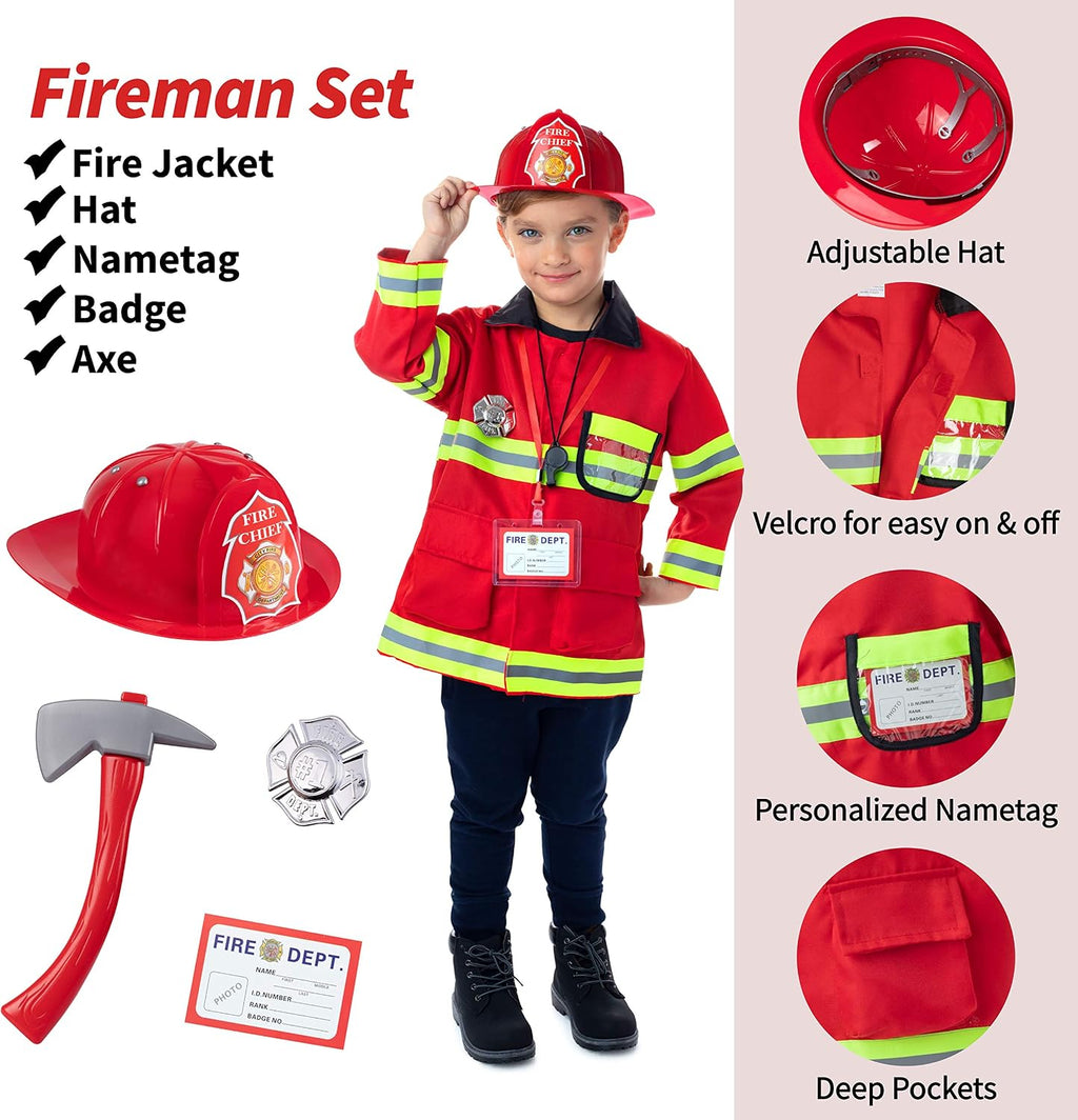 3-in-1 Kids Dress Up Clothes, Police, Firefighter, Doctor, 3+ | Machine-washable pretend-play toddler costume set