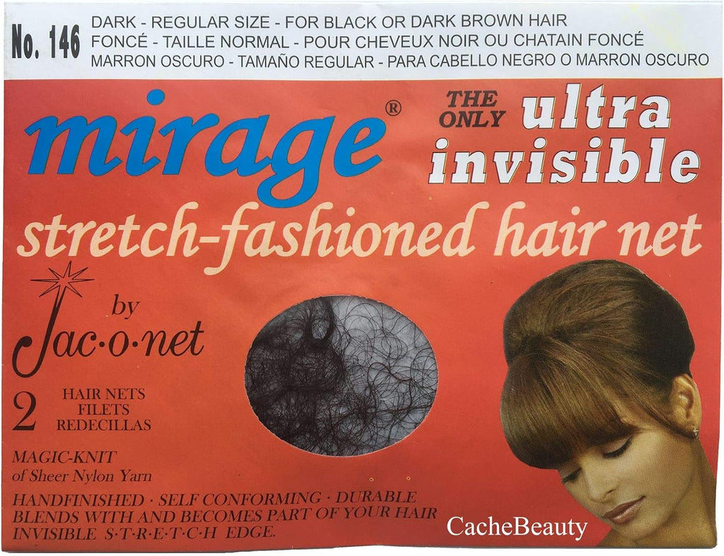 Hair Net Mirage Ultra-Invisible Dark,2 Per Pack [Pack of 12]