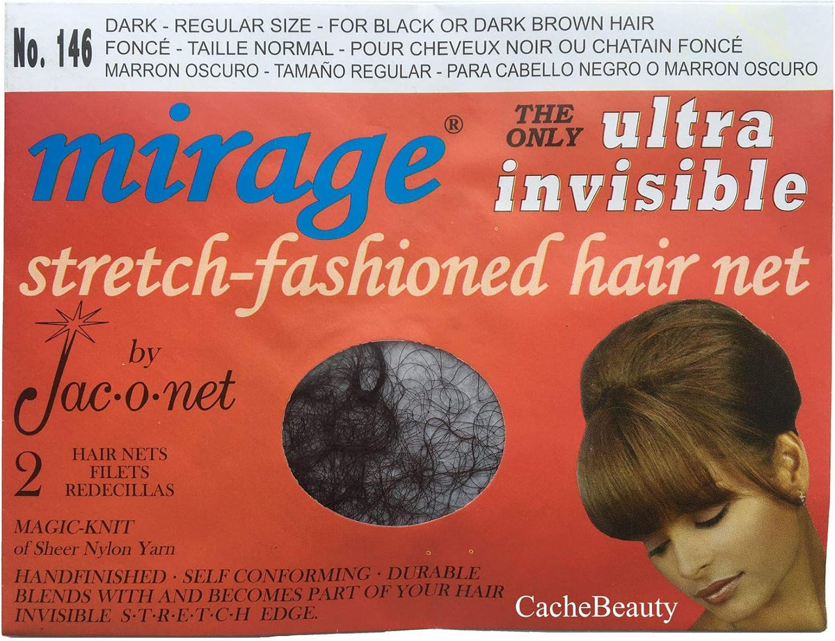 Hair Net Mirage Ultra-Invisible Dark,2 Per Pack [Pack of 12]