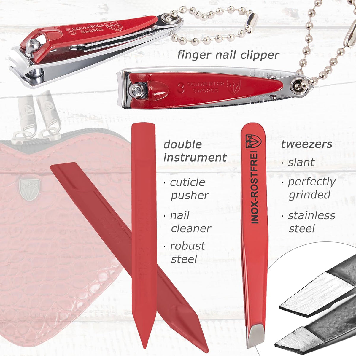 3 Swords Germany - brand quality 5 piece manicure pedicure grooming kit set for professional finger & toe nail care