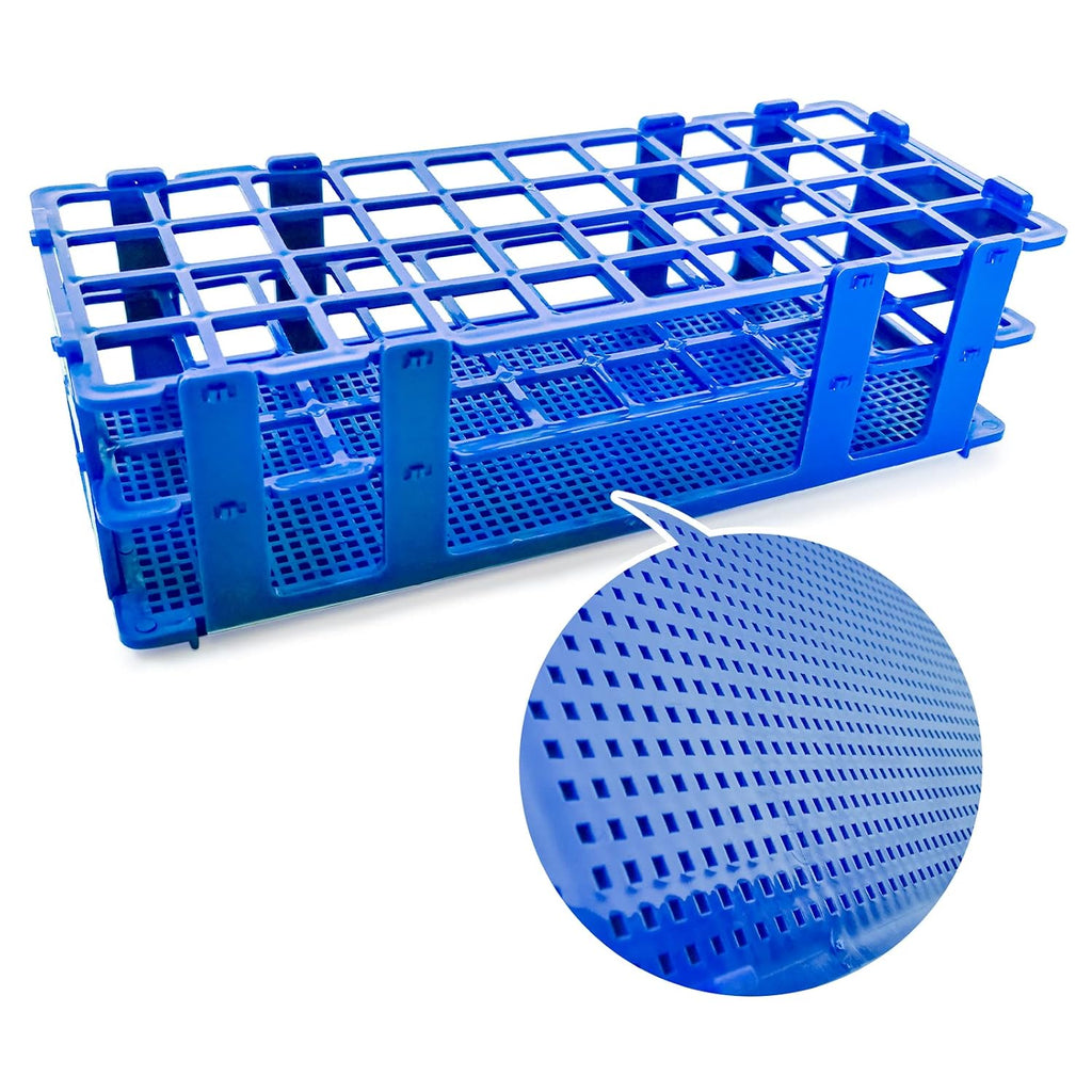 3 Packs Plastic Test Tube Rack, 40 Holes Lab Test Tube Rack Holder for 20mm Test Tubes, Blue, Detachable (40holes)