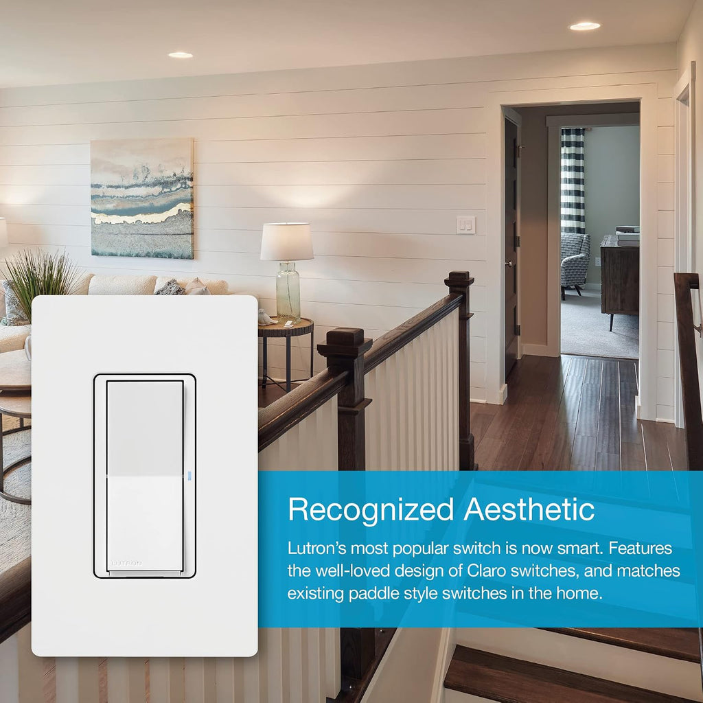 Caseta Claro Smart Switch & Wallplate for LED Lights (Smart Hub Req) | For Caseta systems, smart switch for any