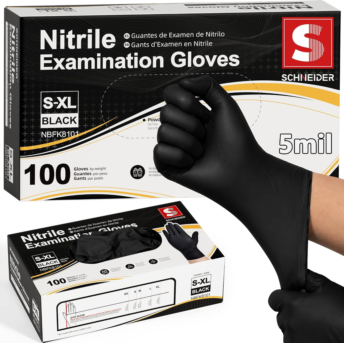 Black Nitrile Gloves, Gloves Disposable Latex Free, Powder Free