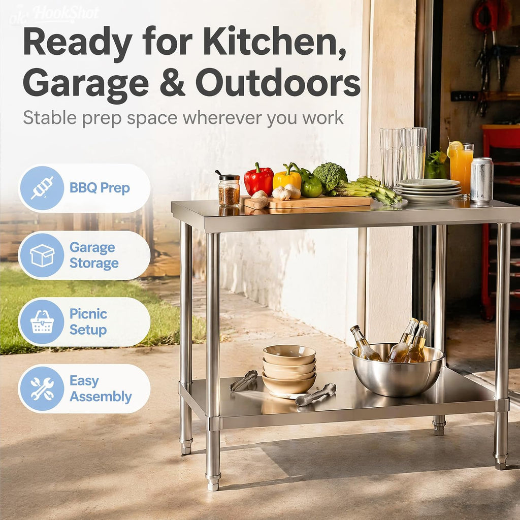 20x31.5 Stainless Steel Work Table,900-lb Capacity,Height Adjustable