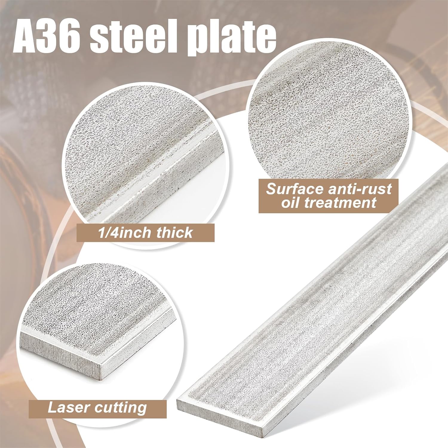 2 x 1/4 x 48 Inch Steel Flat Bar Metal Stock Hot Rolled Steel Plate Solid Plain Metal Flat Bar Stock