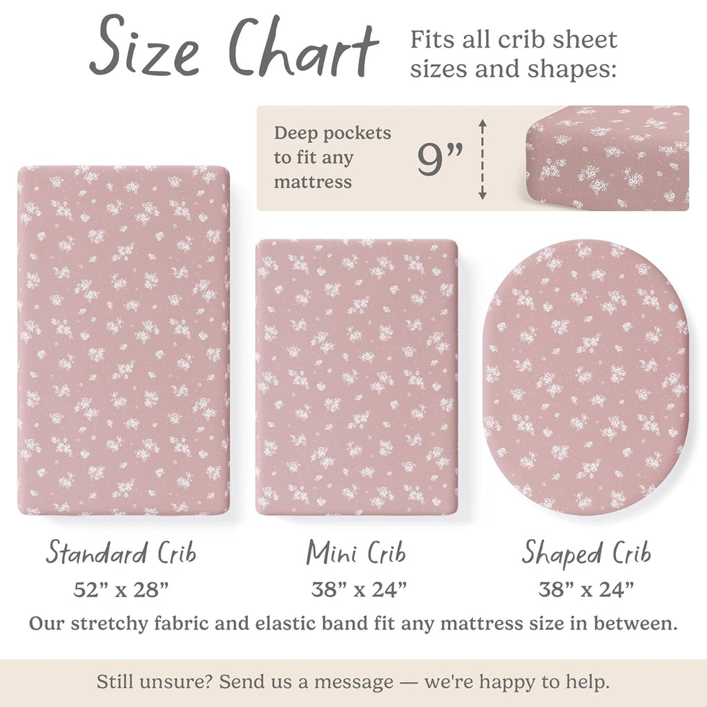 Crib Sheets Neutral - Fitted Baby Crib Sheets Bed for Girl Boy - 2 Pack Standard & Toddler Mattress (Antique Rose)