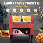 Commercial Conveyor Toaster 300 Slices/Hour Red Conveyor Toaster 3 Modes/7 Speeds Stainless Steel Tabletop Toaster
