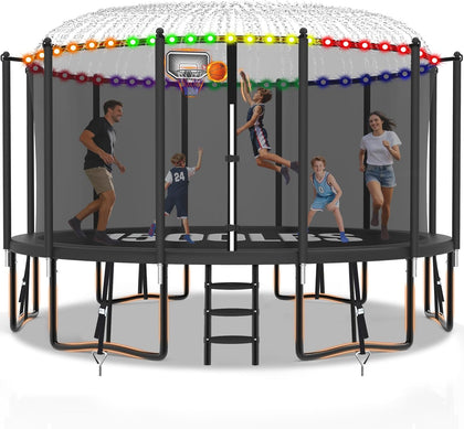 Trampoline Outdoor with Basketball Hoop and Enclosure Net, 1500LBS Backyard Heavy Duty Trampoline ASTM CPC Certified