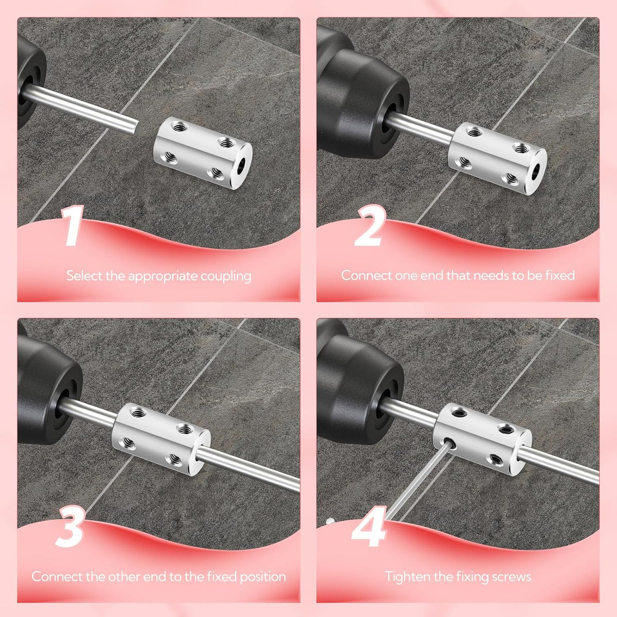6pcs 5mm to 5mm Shaft Coupler, Rigid Set Screw Couplings, Motor Shaft Coupler