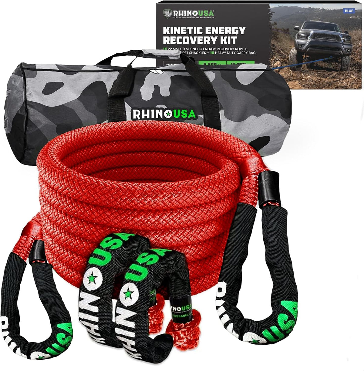 Kinetic Rope Recovery Kit, 7/8in x 30ft w/Soft Shackles