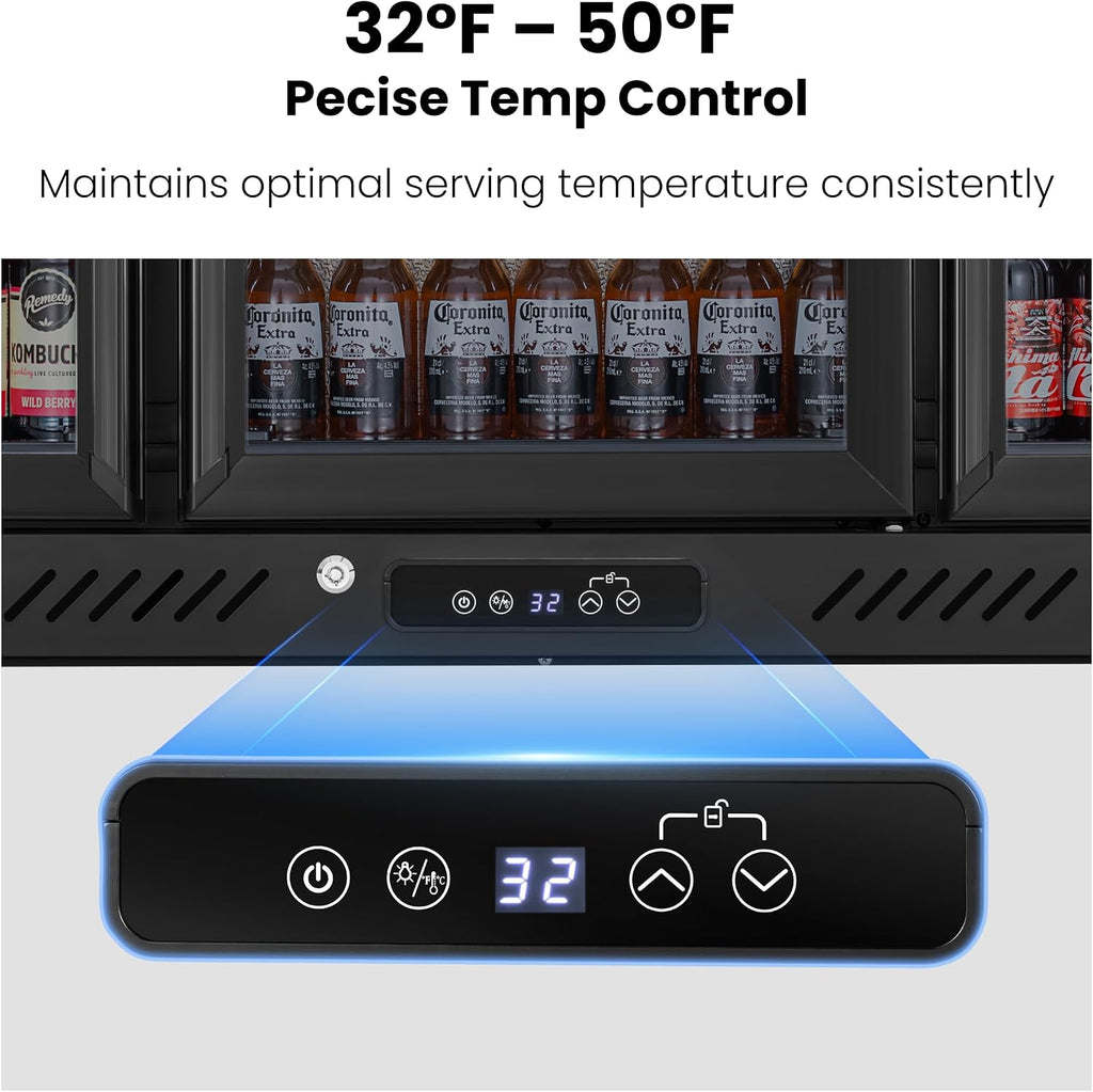 Back Bar Cooler, 7.4 Cu.Ft Commercial Refrigerator with Low-E Glass