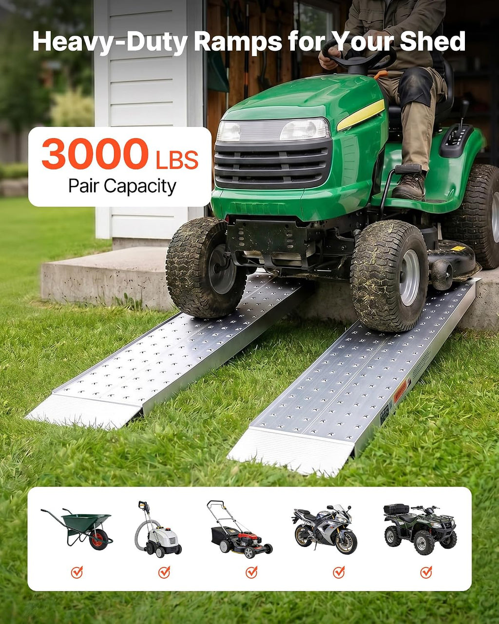 Aluminum Trailer Ramps, 2PCS 55 x 12 in, Heavy-Duty ATV Ramp Set with Anti-Slip Plates, 3000LBS Combined Capacity