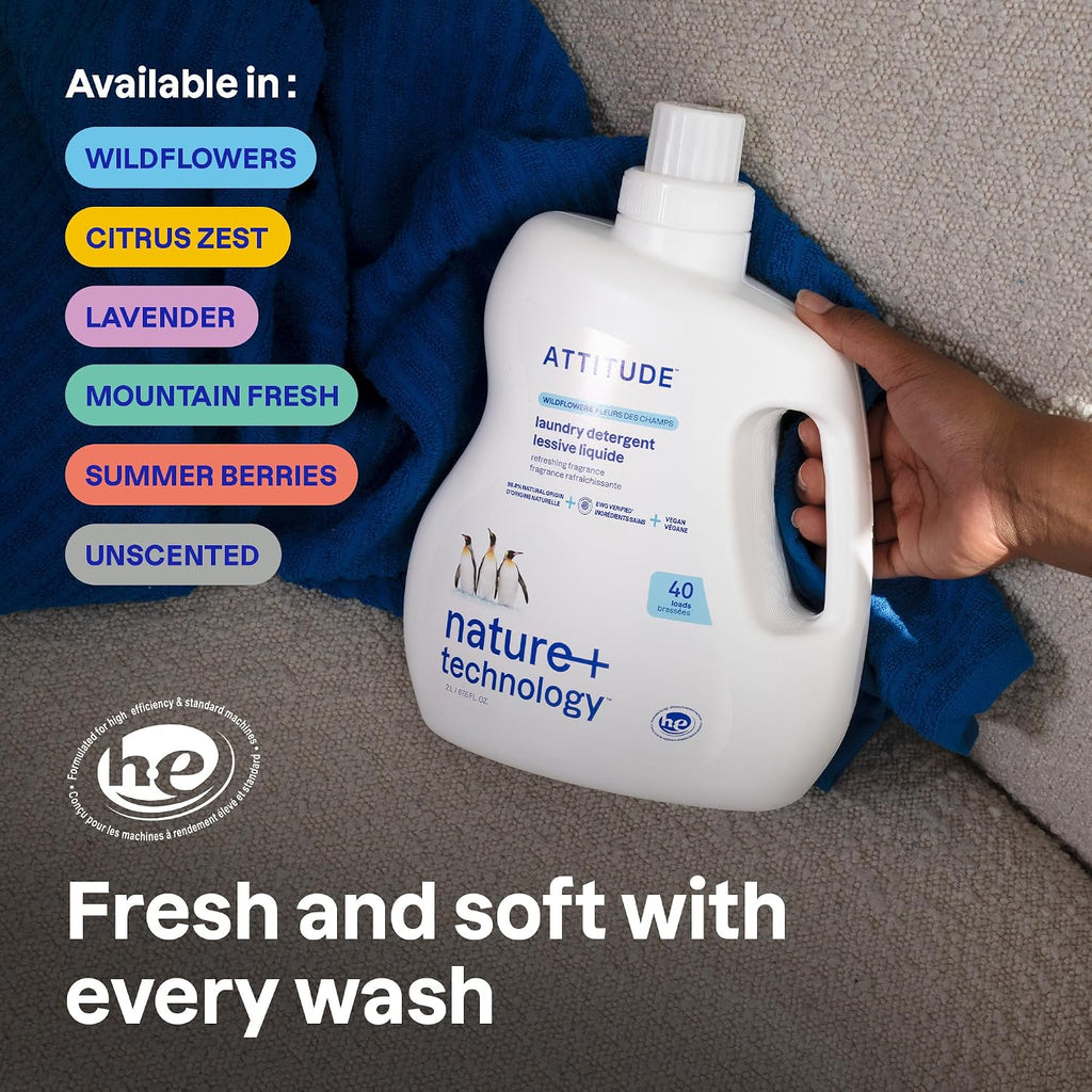 ATTITUDE Free and Clear Liquid Laundry Detergent, Unscented, 40 Loads