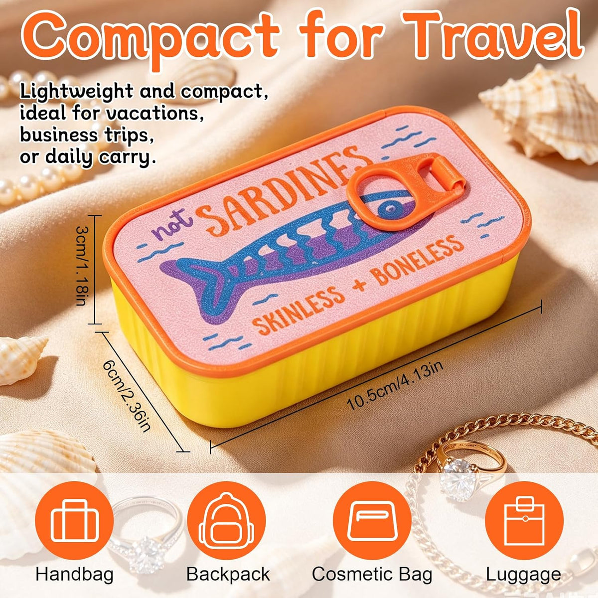 Sardine Travel Jewelry Case Portable Organizer for Earrings | Sardine Jewelry Box, Jewelry Travel Case, Portable