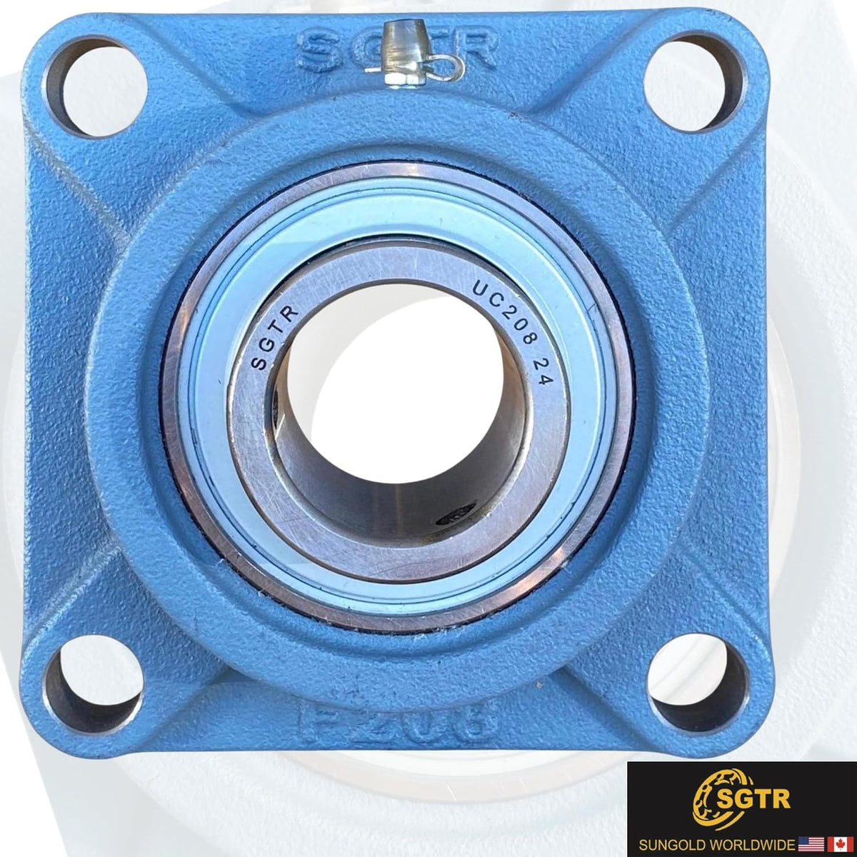 (2 Pack) SGTR Heavy Duty UCF208-24 Square Flange Bearing, 1-1/2 inch Bore, Self-Aligning, Industrial Grade, Chrome Steel and Solid Cast Iron Bearing Units